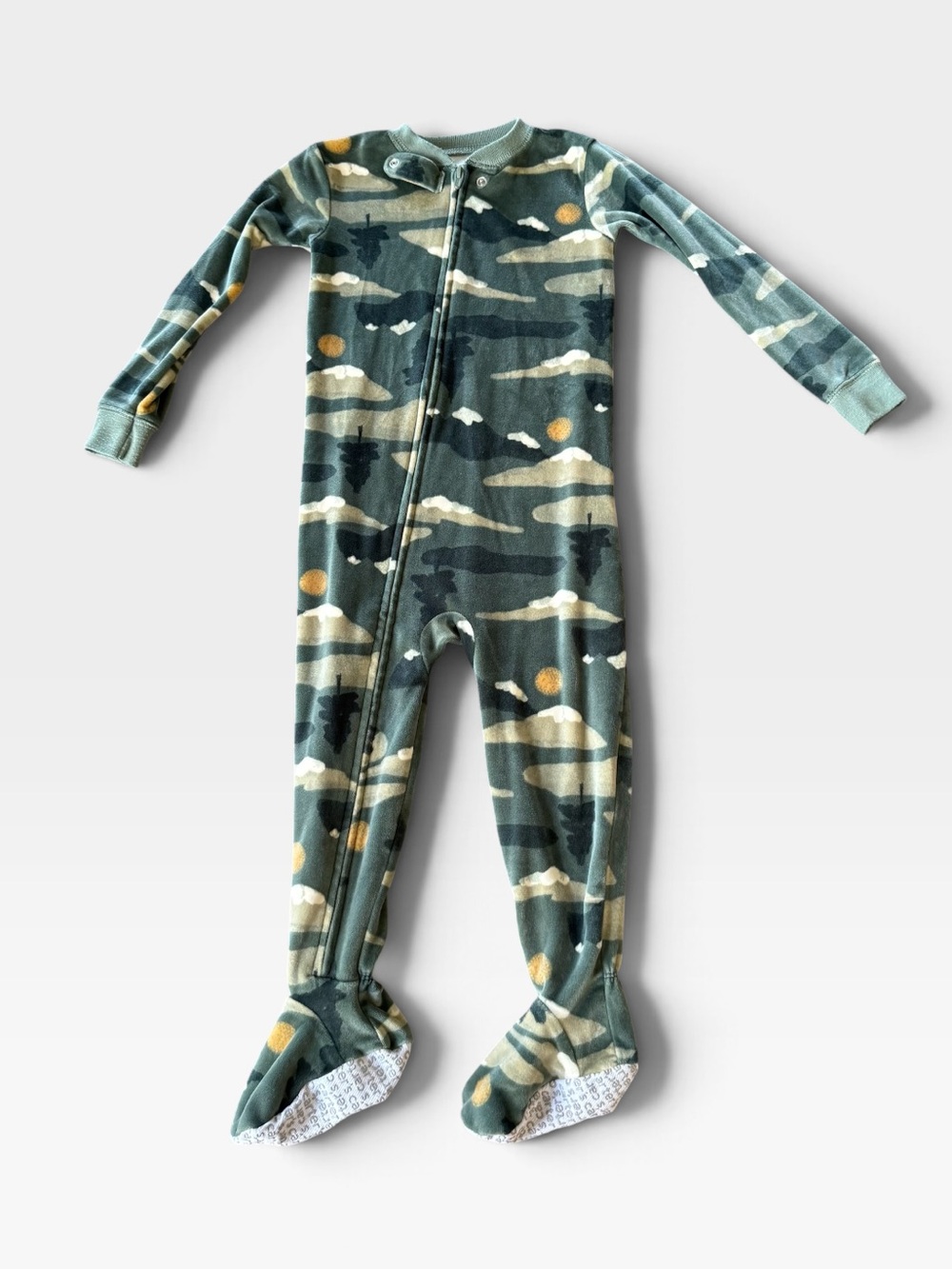 Carter’s Kids Boys Footed One-Piece Pajamas Green Camo Trees Cozy 2T